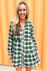 green Plaid Drop Waist Button Down Dress, fall fashion, fall must have, thanksgiving look, layered look, sweater weather, mom style, shop style your senses by mallory fitzsimmons