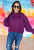 plum Balloon Sleeve Sweatshirt, pink soft material, everyday wear, everyday sweatshirt, mom style, lounge to lunch, shop style your senses by mallory fitzsimmons