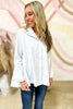 white Pleated Back Button Down Top SSYS The Label, fall fashion, custom piece, must have, pleat detail, mom style, shop style your senses by mallory fitzsimmons