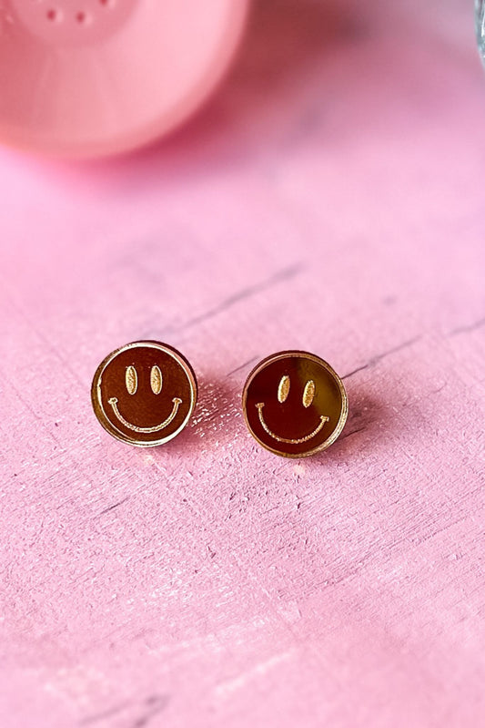 Gold Smiley Acrylic Stud Earrings