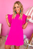 Hot Pink Frill Neck Ruffle Cap Sleeve Shift Dress, cap sleeve, ruffle detail, resort wear, spring break, mom style, shop style your senses by mallory fitzsimmons