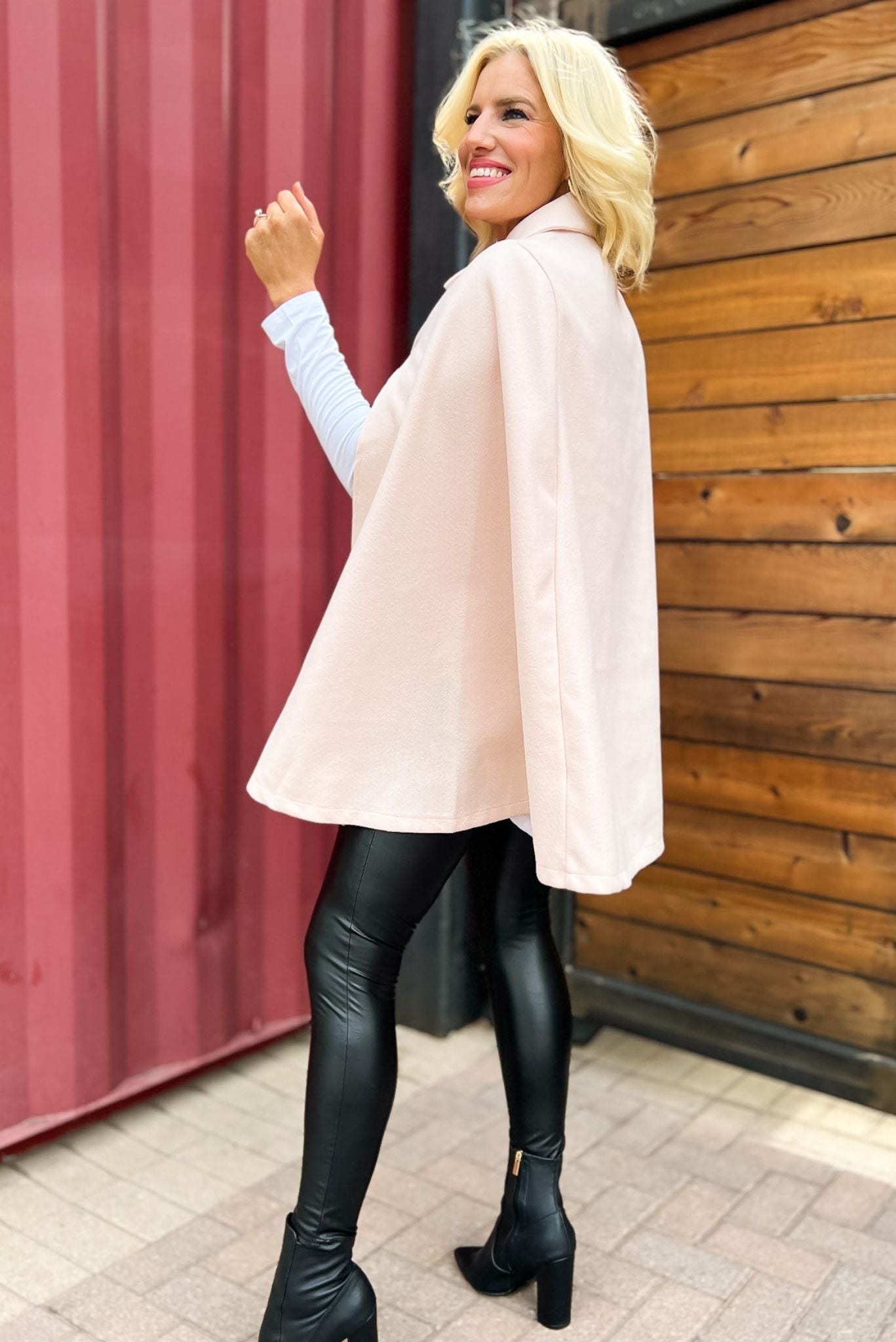 blush Cape Overlay Coat, fall fashion, must have, cape, elevated look, mom style, chic, shop style your senses by mallory fitzsimmons