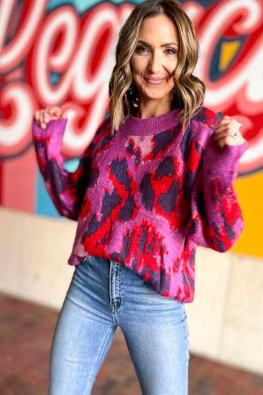 Purple Animal Print Ribbed Hem Sweater, fall fashion, fall must have, elevated look, mom style, layered look, chic, trendy, shop style your senses by mallory fitzsimmons