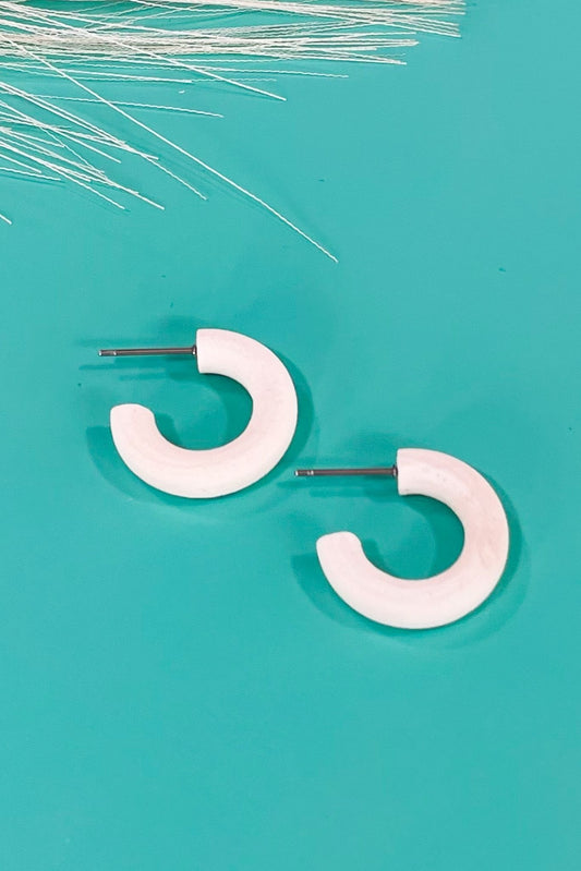 Small White Wooden Open Hoop Earrings *FINAL SALE*