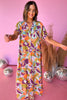 Plum Colorful Printed V Neck Slit Maxi Dress