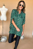 Green Animal Print Satin Drop Shoulder Oversized Tunic Top, oversized fit, flowy top, work wear, mom style, fall transition piece, shop style your senses by mallory fitzsimmons