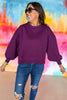 plum Balloon Sleeve Sweatshirt, pink soft material, everyday wear, everyday sweatshirt, mom style, lounge to lunch, shop style your senses by mallory fitzsimmons