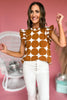 Toffee Polka Dot Ruffle Sleeve Top