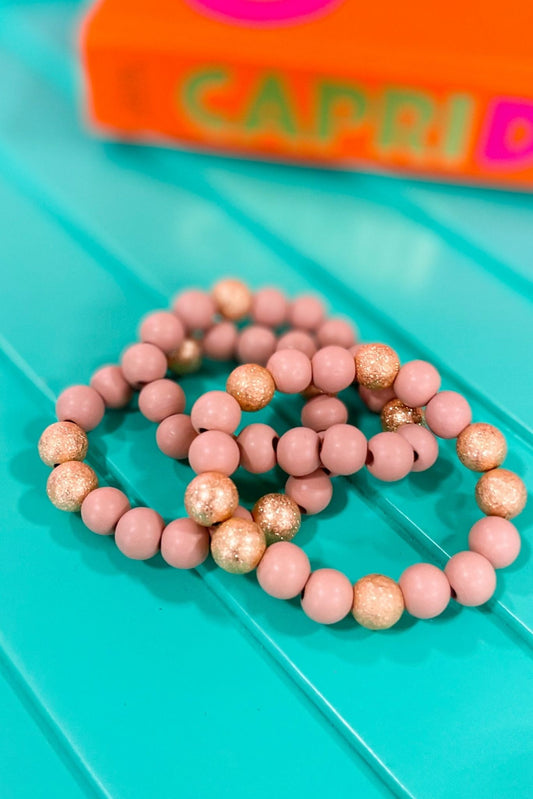 Tan Wood Gold Bead Bracelet Stack, spring accessory, everyday wear, must have, elevated look, mom style, shop style your senses by mallory fitzsimmons