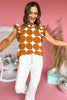 Toffee Polka Dot Ruffle Sleeve Top