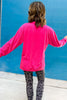 Hot Pink Corded Sweatshirt With Side Slit SSYS The Label