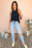 Lovervet by Vervet Light Wash Distressed Ankle Skinny Jeans, distressed knee, raw hem, skinny fit, everyday wear, shop style your senses by mallory fitzsimmons