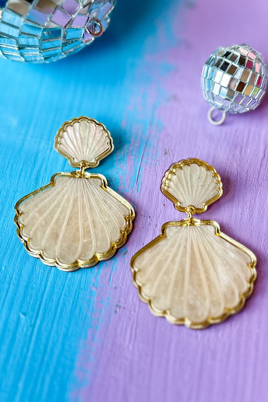 Ivory Seashell Dangle Earrings