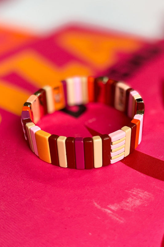 magenta tan large Tile Bracelet, fall fashion, fall stack, must have, elevated look, elevated stack, mom style, shop style your senses by mallory fitzsimmons