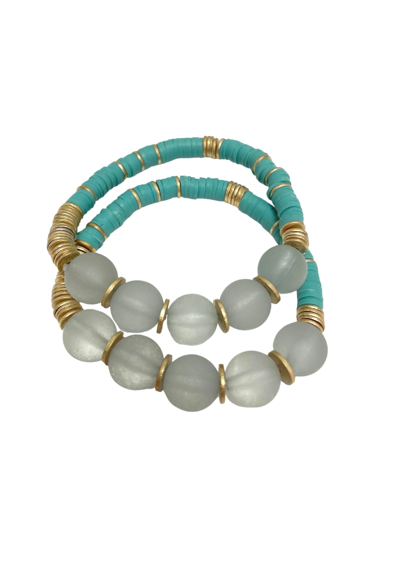 Sage Bead and Disc Bracelet Set*FINAL SALE*