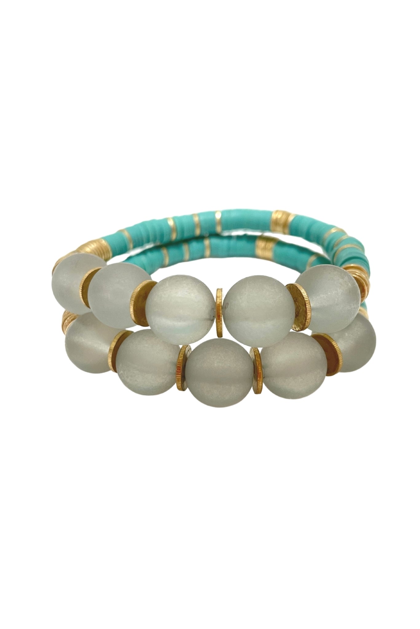 Sage Bead and Disc Bracelet Set*FINAL SALE*