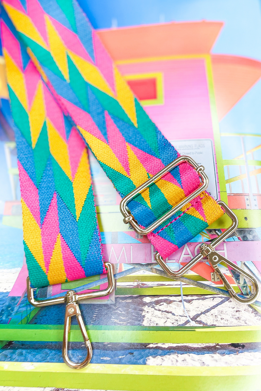 Multi Color Abstract Print Bag Strap