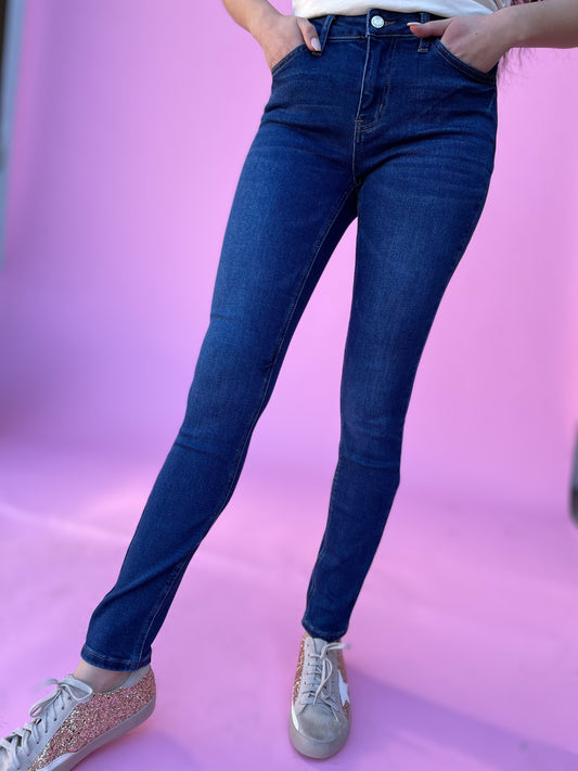 Dark Wash Non Distressed High Rise Skinny Jeans*FINAL SALE*