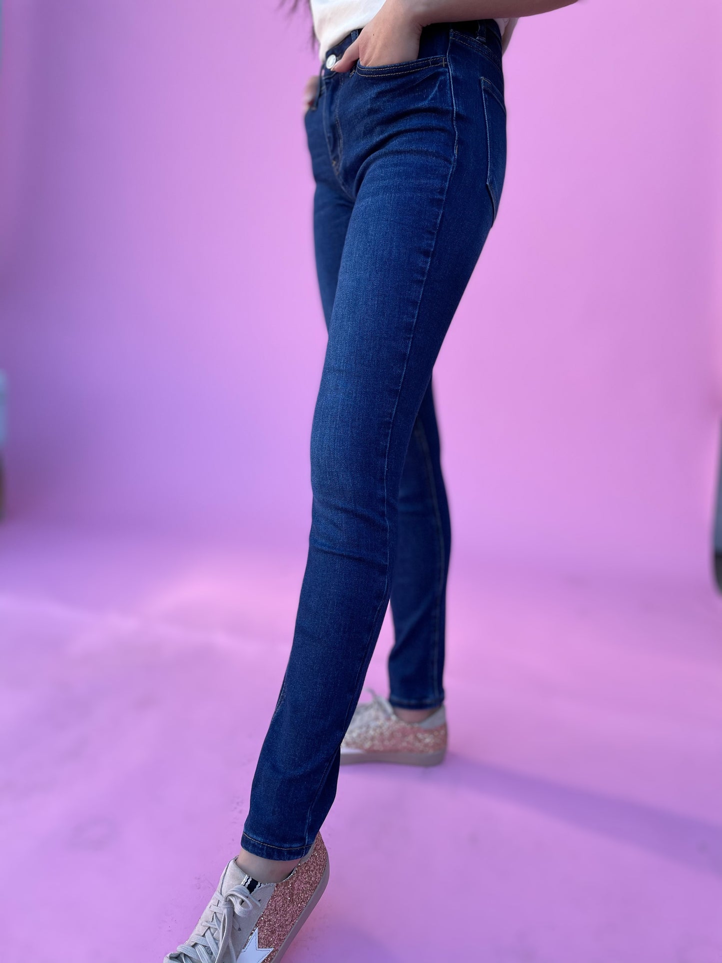 Dark Wash Non Distressed High Rise Skinny Jeans*FINAL SALE*
