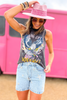 Black Mineral Wash Long Live Rock And Roll Graphic Tank, graphic tank, tank top, summer top, denim shorts star shorts, acid wash, pink cowgirl hat, western, concert outfit, shop style your senses by mallory fitzsimmons