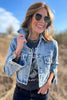  Medium Wash Cropped Denim Jacket, denim jacket, cropped, black acid wash, graphic tee, rock and roll, mineral wash, shop style your senses by mallory fitzsimmons