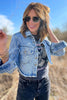  Medium Wash Cropped Denim Jacket, denim jacket, cropped, black acid wash, graphic tee, rock and roll, mineral wash, shop style your senses by mallory fitzsimmons