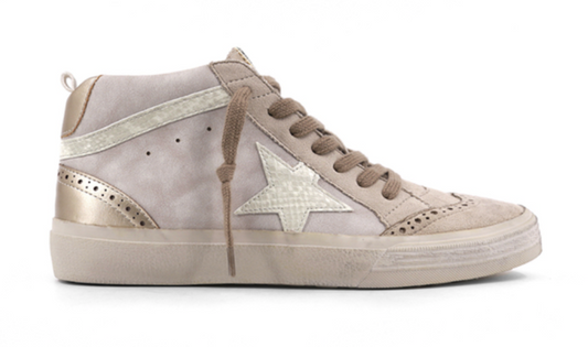Light Grey Neutral High Top Sneakers With Star Detail*FINAL SALE*