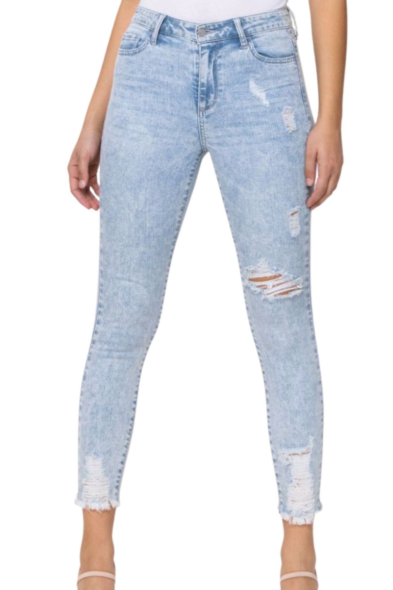 High Rise Distressed Cropped Skinny Jeans*FINAL SALE*