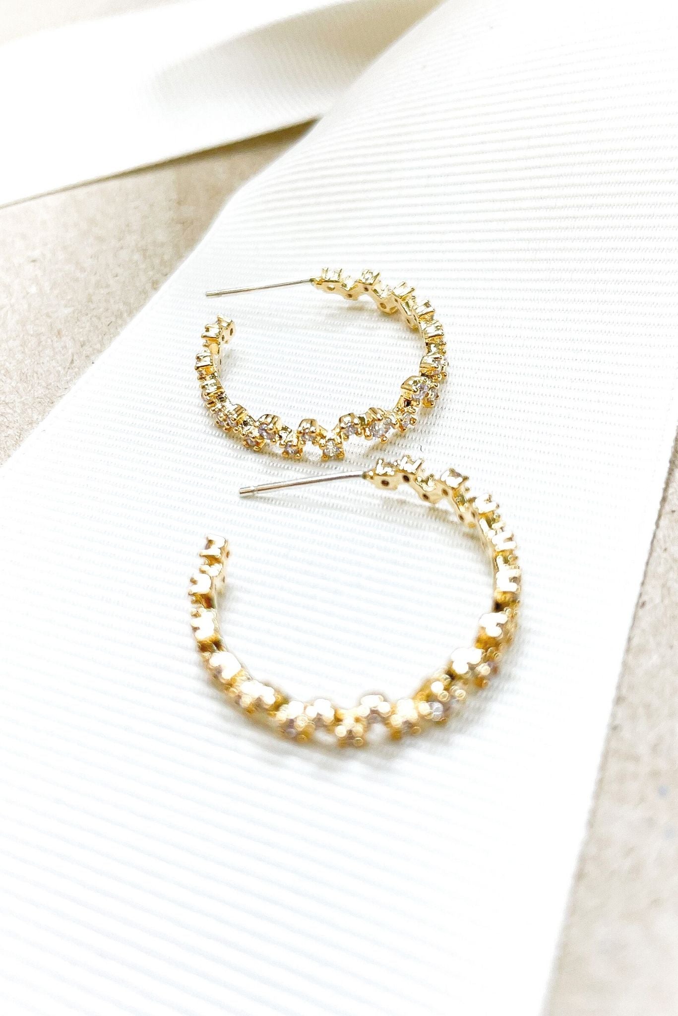 Gold Delicate Rhinestone Hoop Earrings*FINAL SALE*