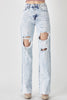 Risen Light Acid Wash High Rise Distressed Wide Leg Jeans*FINAL SALE*