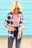 Black Plaid Color Block Hoodie Shacket, black hoodie, shacket, plaid shacket, flannel, colorblock, Shop Style Your Senses By Mallory Fitzsimmons