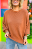 Rust Ribbed Exposed Hem Oversized Sweater, oversized sweater, cute sweater, rust sweater, ribbed sweater, fall style, Shop Style Your Senses By Mallory Fitzsimmons