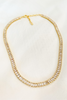 Gold Baguette Cut Rhinestone Necklace