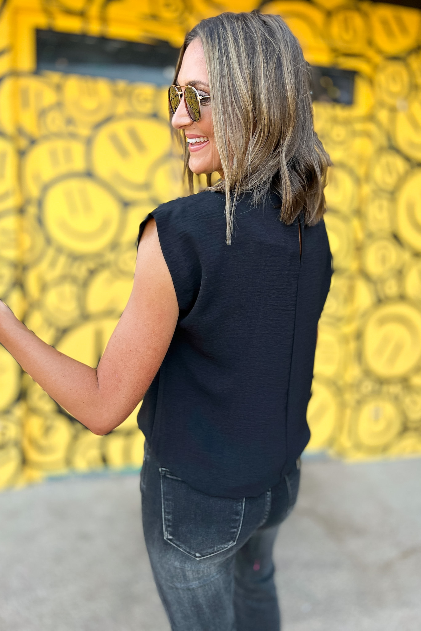 Black High Neck Ruched Shoulder Cap Sleeve Top, black top, ruched shoulder, cap sleeve top, Shop Style Your Senses By Mallory Fitzsimmons