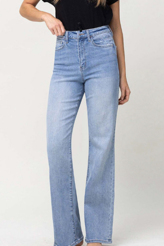 High Rise Light Wash Straight Flare Jeans, high rise denim, straight leg jeans, straight leg, nondistressed denim, jeans, Shop Style Your Senses By Mallory Fitzsimmons