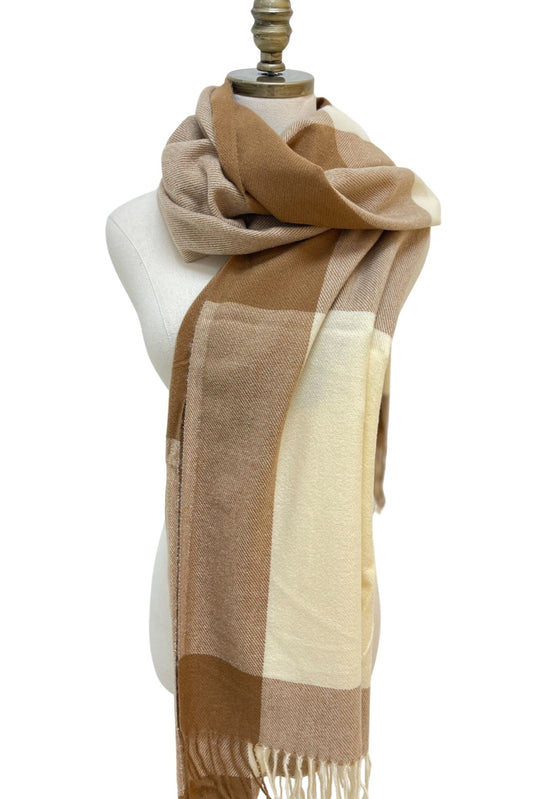 Camel and Cream Color Block Scarf*FINAL SALE*