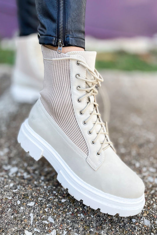 Cream High Top Combat Booties*FINAL SALE*