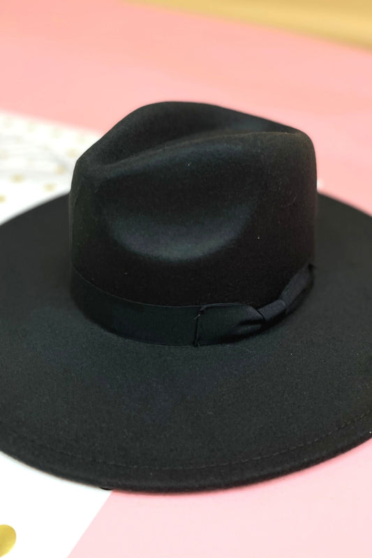 Black Fedora Hat With Ribbon *FINAL SALE*