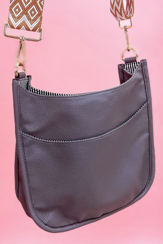 Dark Grey Faux Leather Crossbody