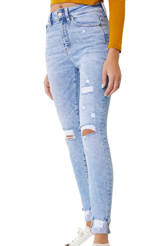 Light Wash High Rise Distressed Skinny Jeans*FINAL SALE*