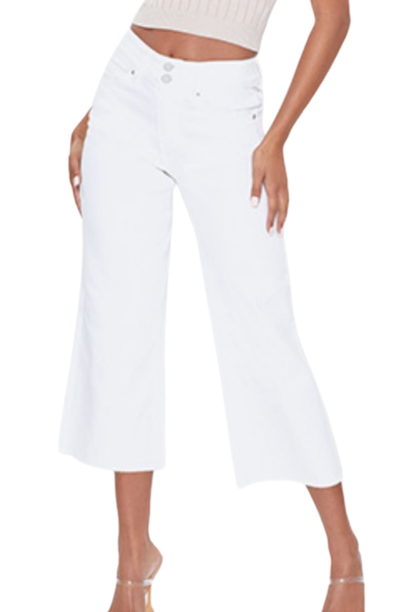 White High Rise Wide Leg Cropped Jeans*FINAL SALE*