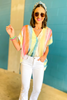 Multi Watercolor Striped V Neck Boxy Top, watercolor top, summer top, spring colors, mom style, shop style your senses by mallory fitzsimmons