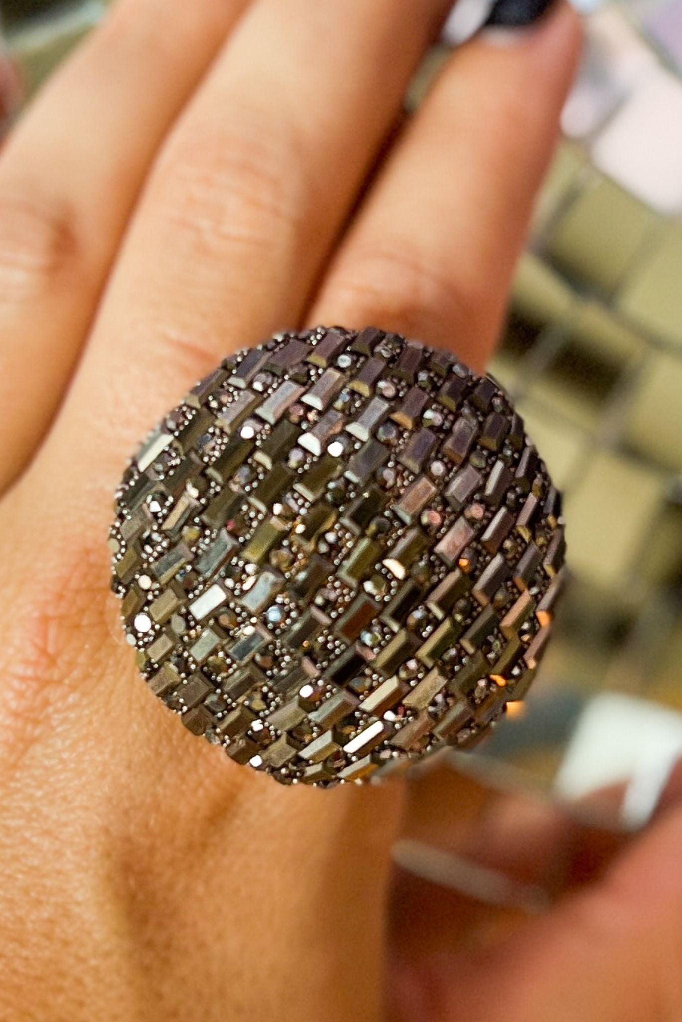 Grey Baguette Cut Rhinestone Dome Ring, fall fashion, must have, glam, elevated accessory, chic, mom style, shop style your senses by mallory fitzsimmons