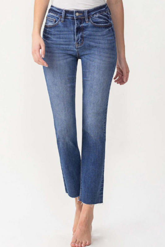Lovervet By Vervet Medium Wash High Rise Slim Straight Jeans