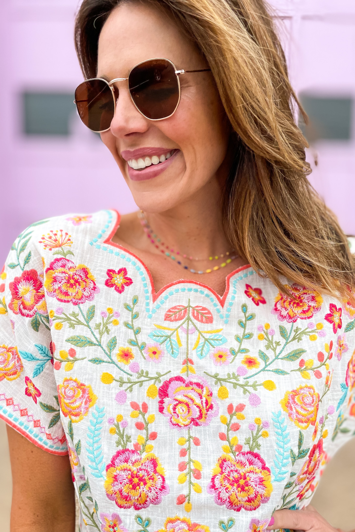 Ivory Scalloped Neck Floral Embroidered Top, scalloped neck, embroidery, floral print, shop style your senses by mallory fitzsimmons