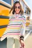 Multi Striped Turtleneck Poncho Top, poncho top, striped top, turtleneck poncho, mom style, fall style, Shop Style Your Senses By Mallory Fitzsimmons