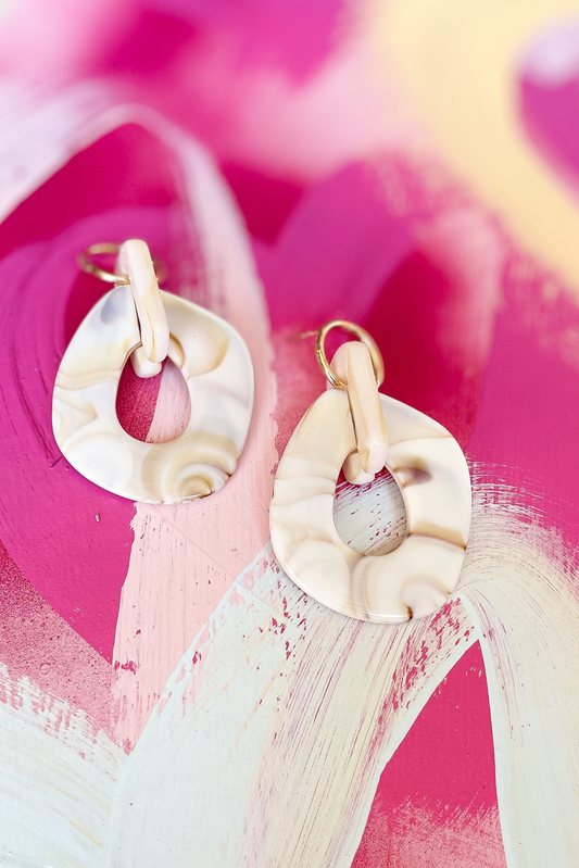 Ivory Swirl Acetate Link Earrings