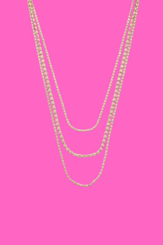 Gold Triple Layer Dainty Beaded Necklace