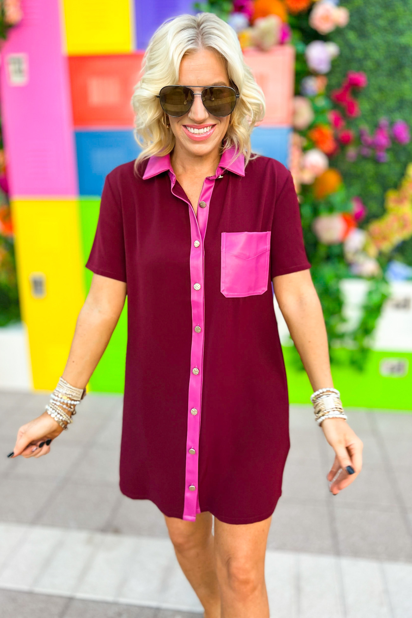 Burgundy button up sales dress