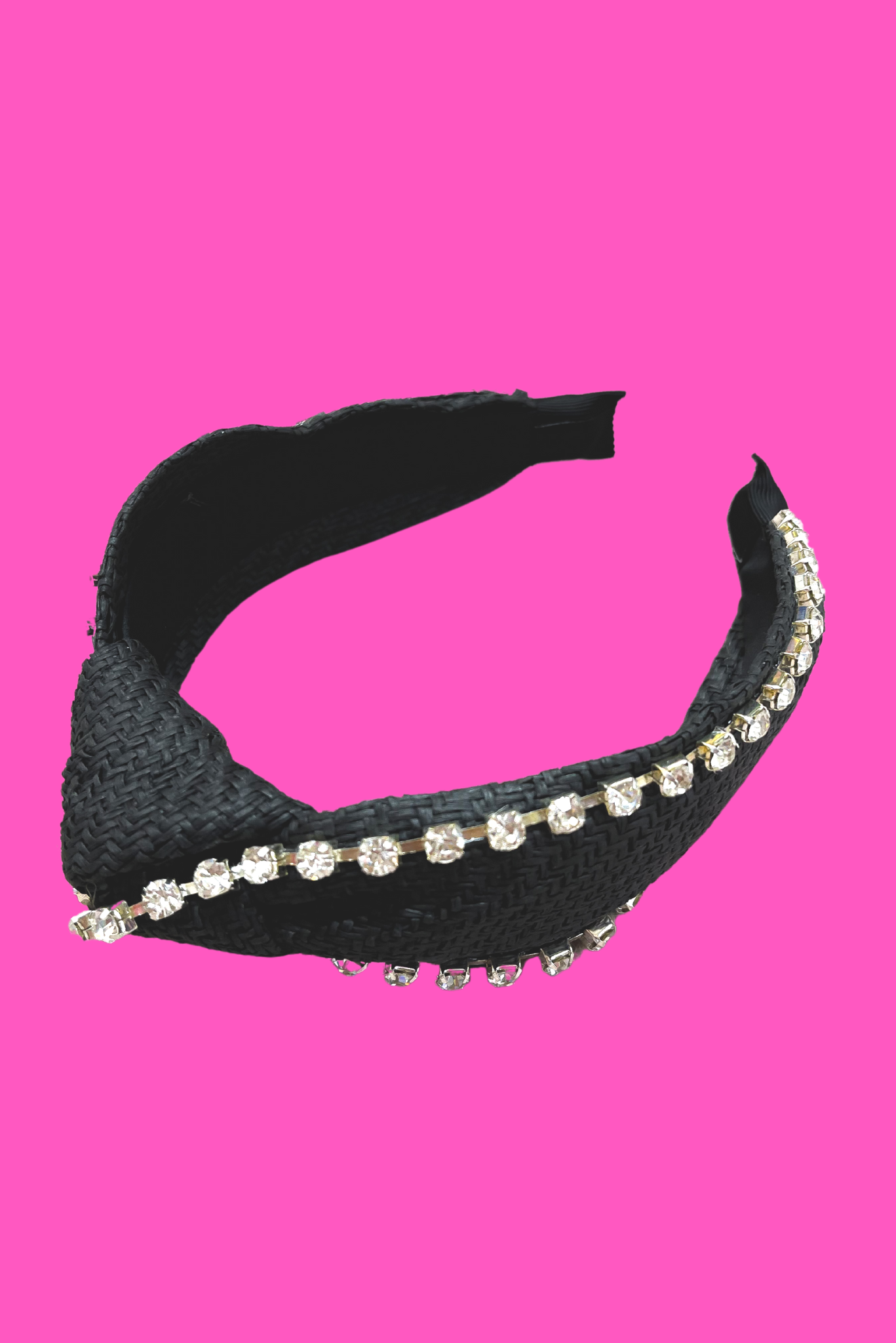 Black Rhinestone Trim Knot Headband